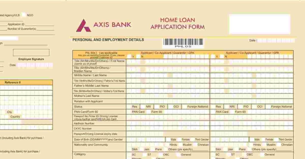 Axis Bank Home Loan Application Form PDF