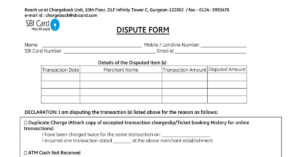 SBI Dispute Form PDF