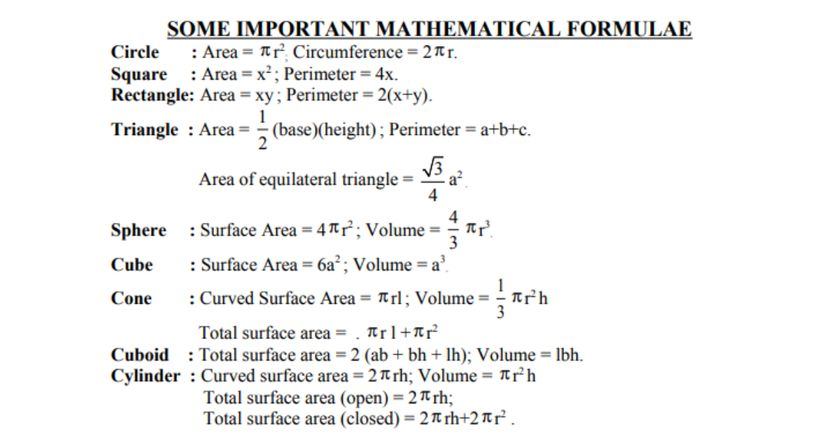 Basic Maths Formulas Pdf Download